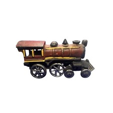 Vintage Cast Iron Locomotive Train Red Black Paint Antique Toy Train Engine