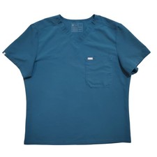 FIGS Leon Scrub Top Mens XXL Teal Blue V-Neck Chest Pocket M21SW1051 Technical
