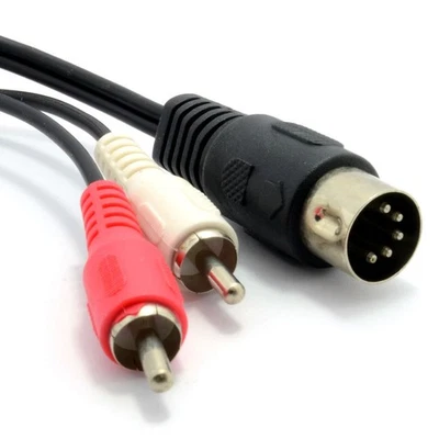 1m 5 Broche Mâle din Prise À 2 X Rca Phono Mâle Prises Audio Câble [007350] - Photo 1/4