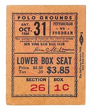 1936 Pitt v Fordham Ticket Stub Vince Lombardi 7 Blocks of Granite