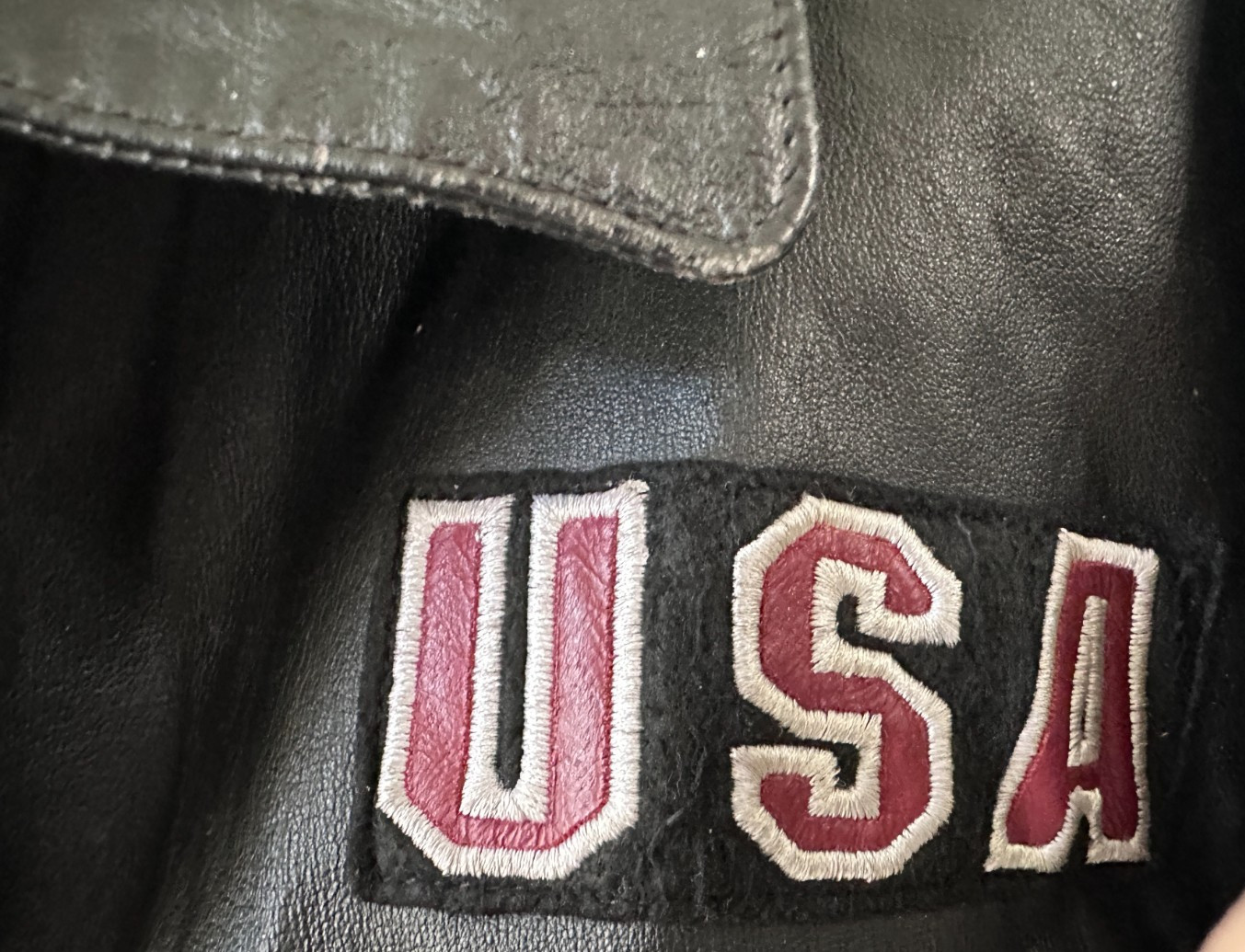 Trashed Black Leather USA Jacket Eagle American F… - image 7