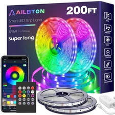 AILBTON 200ft Led Strip Lights(2 Rolls of 100ft led Lights) Ultra Long Led Li...