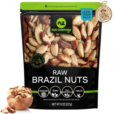 NUT CRAVINGS - Raw Brazil Nuts, Unsalted, No Shell, Whole, (8oz - 1 8 Ounce 