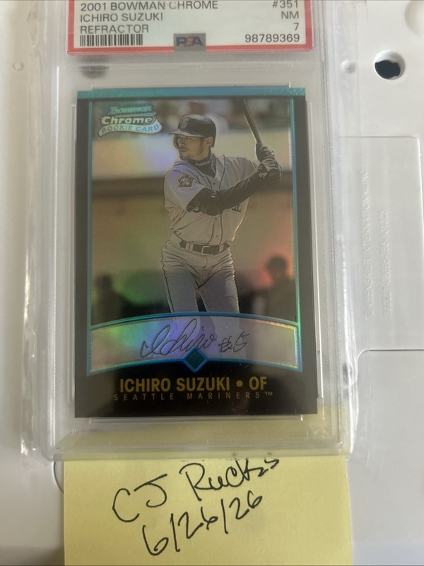 2001 Bowman Chrome - Rookie Refractors Ichiro Suzuki #351 (RC) PSA 7