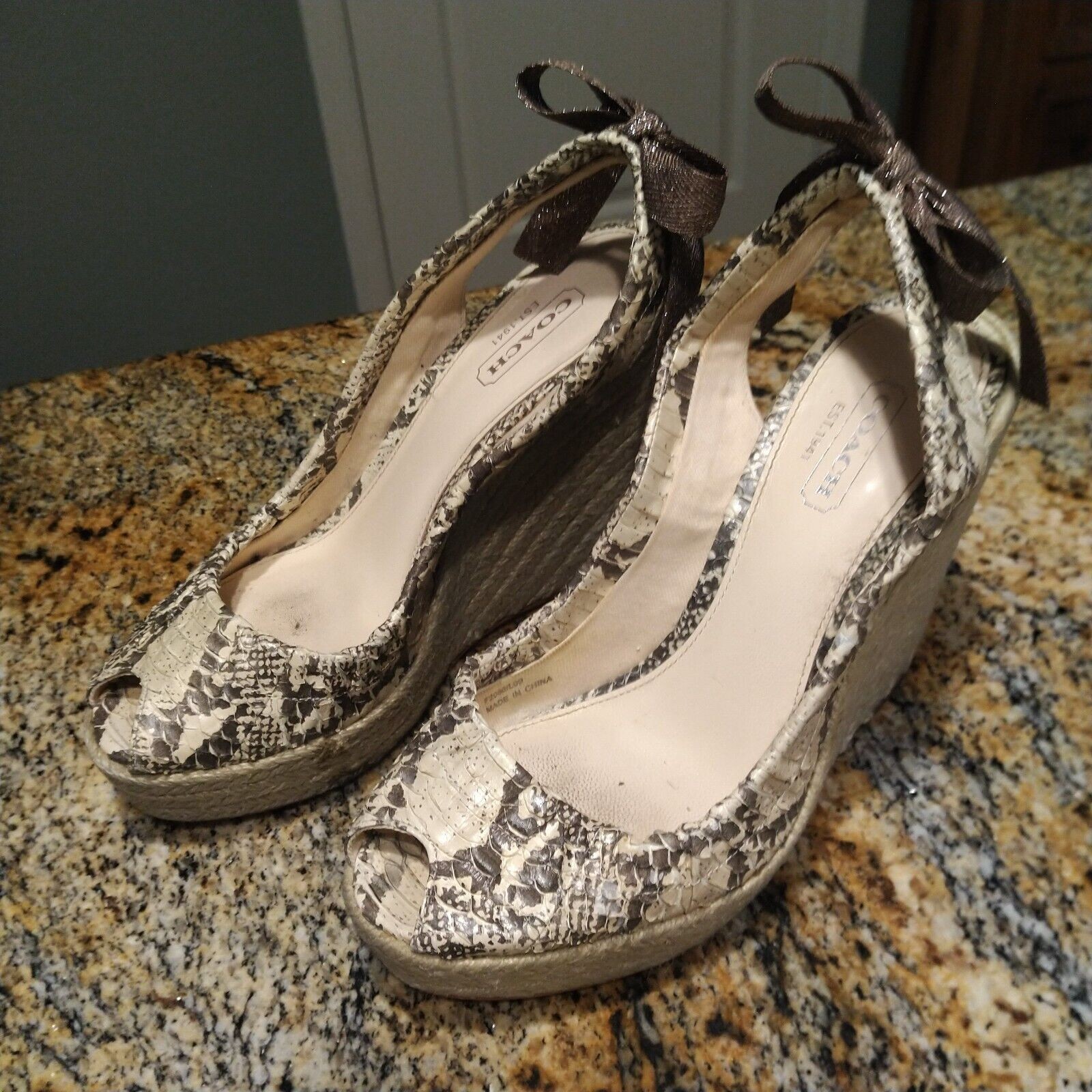 Rare Coach Maritza Python Snakeskin Bow Espadrill… - image 1