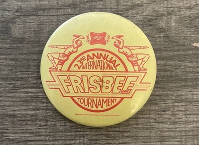 Vintage Miller Beer 23rd Annual International Frisbee Tournament Pinback Button