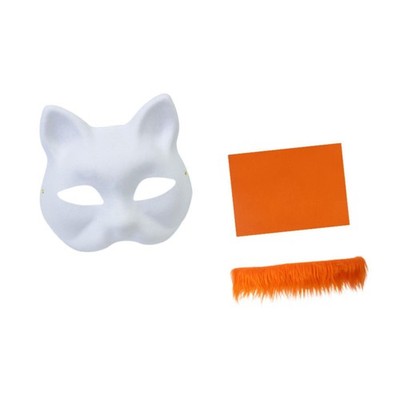 DIY Katzen Maske Kit Überstreichbar mit Stoffstreifen Netz Blatt Blanko Katzenmaske für