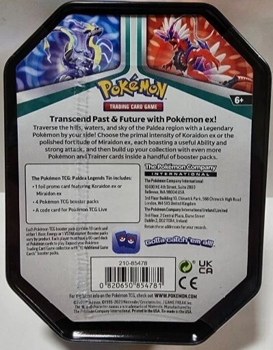 Pokemon Paldea Legends Tin x4 Booster Packs + Koraidon EX Promo FACTORY SEALED | eBay Pokemon Paldea Legends Tin x4 Booster Packs + Koraidon EX Promo FACTORY SEALED | eBay