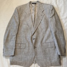 VTG Burberrys 100 Silk Jacket Blazer Mens 44R Plaid