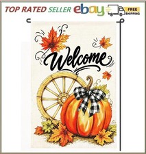 Fall Garden Flag 12x18 Inch Double Sided Welcome Pumpkin Farmhouse Decor Vibrant