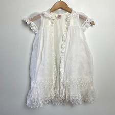 Lida California Vintage White Sheer Chiffon Baby Christening Baptism Gown 3-6 mo