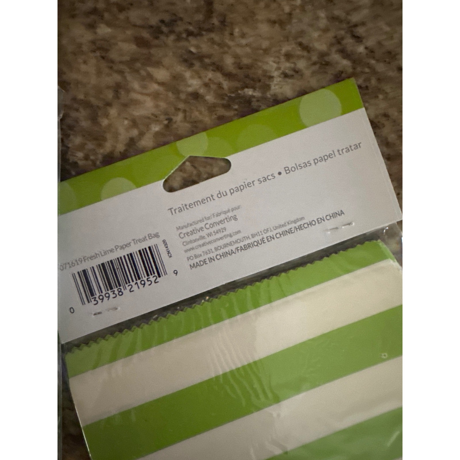 Creative Converting Fresh Lime Striped Paper Treat Bags 30 Count Total