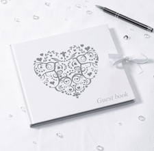 Wedding Guest Book Vintage Romance Heart Design Special Day Signature Messages