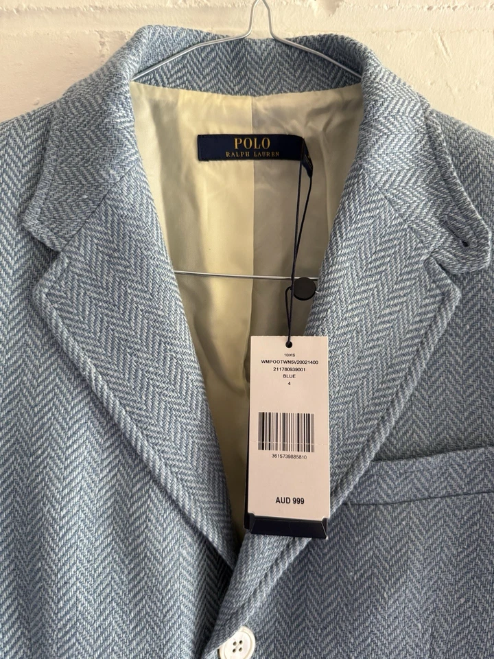 Elegant Ralph Lauren Blue Linen& Silk Blend Blazer With Mother Of Pearl Buttons - Image 4 of 4