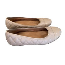 Vionic Spark Desiree Women Sz.10 Nude Quilted Leather Patent Ballet Flats Shoes