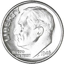 1946 (P) Roosevelt Dime 90% Silver BU US Coin