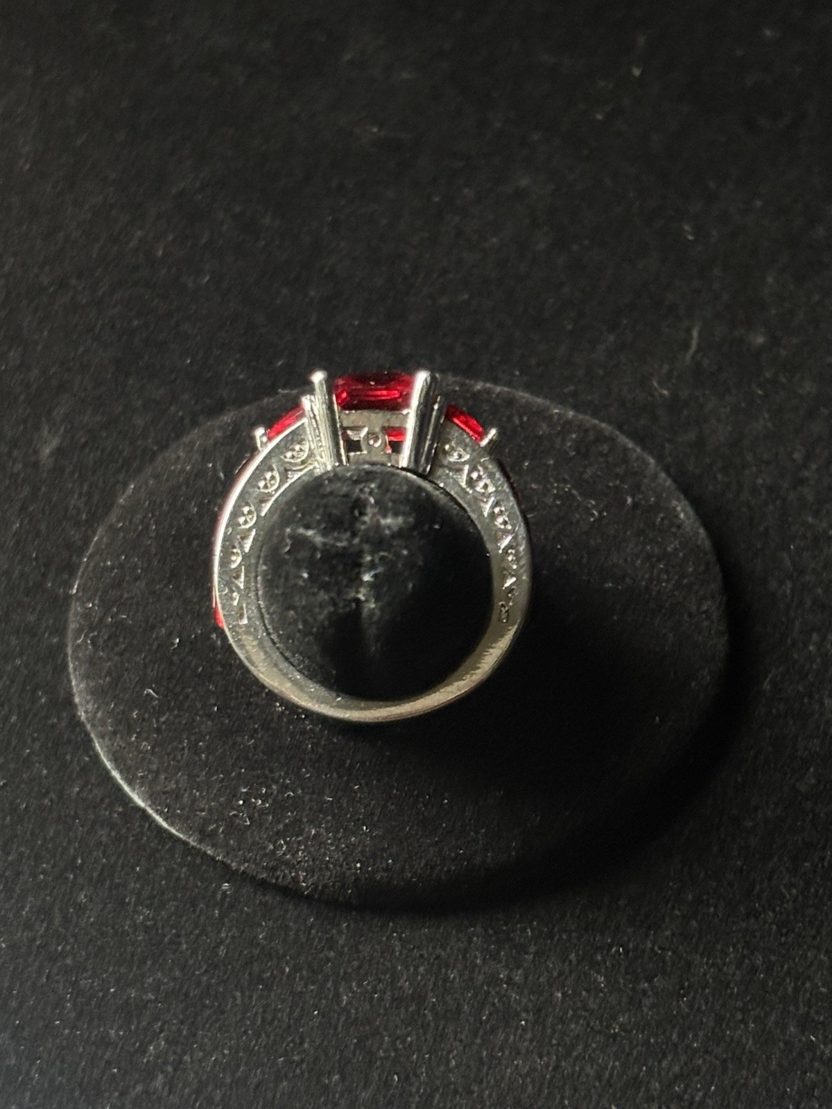 Solid 925 Sterling Silver Simulated Ruby Ring Siz… - image 3