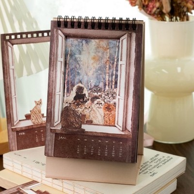 Multipurpose Task Tracking Paper Calendar Retro Cartoon Desktop Organizers
