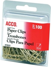 Gold Smooth 2 Size Paper Clips Regular 100 Clips per Box
