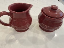 Longaberger Pottery Sugar & Creamer Made In USA