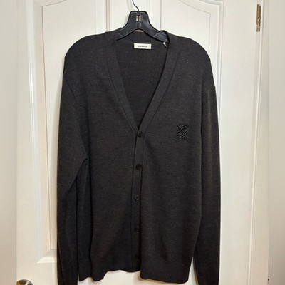 EUC SANDRO Men's Charcoal Grey Cardigan Wool Sweater size XXL