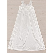 Vintage White Lace Trim Maxi Nightgown Sleepwear Lingerie Coquette Bridal Small