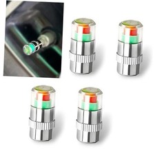 Tire Pressure Monitor Valve Stem Caps, 2.4Bar 36PSI 3-Color Eye 4 PCS Silver