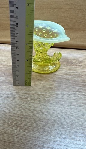 Fenton Topaz Hobnail Opalescent Miniature Cornucopia 1940s/50s Small - Picture 11 of 12