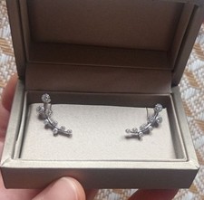 925 Sterling Silver Crescent moon Climber Crawler Stud Earrings 