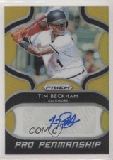 2019 Panini Prizm Pro Penmanship Gold Prizm 1/10 Tim Beckham #PP-TB Auto h3a