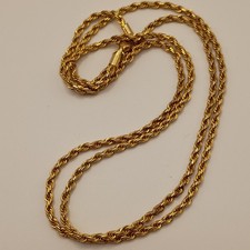 Vintage Gold Tone Rope Chain Necklace Unisex 30"