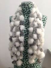 100% Real Rabbit Fur Pom Poms Scarf/ Cape/ Wrap 7 Wonderful Color Available