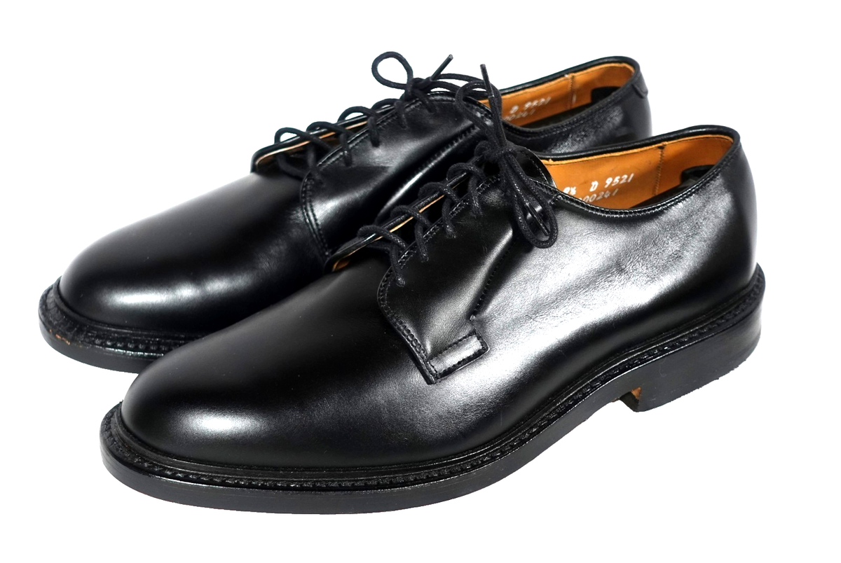 Allen Edmonds Leeds 9521 Calfskin Plain Toe Blucher Shoe Black 9½D