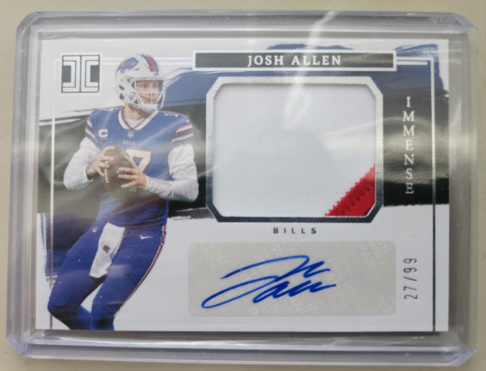 2023 Panini Impeccable - Immense Patch Autos Josh Allen #IPA-JA /99 (AU, MEM) view 3