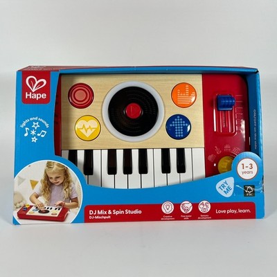 Hape DJ Mix & Spin Studio Red Portable Music/Lights/Sound 18-Key Board E0621 New