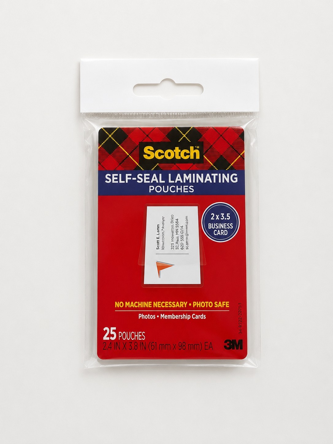 Scotch Self-Sealing Laminating Pouches, 25 Count, 2" x 3.5", 9.5 Mil