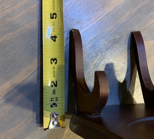 Vintage Brown Wooden Cup Saucer Display Stand 4” wide, 4 1/2” tall, 5 1/2” Deep - Picture 6 of 6