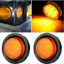 2x Bright 2.5 Amber 13 Led Round Car Side Marker Light Universal Truck Trailer