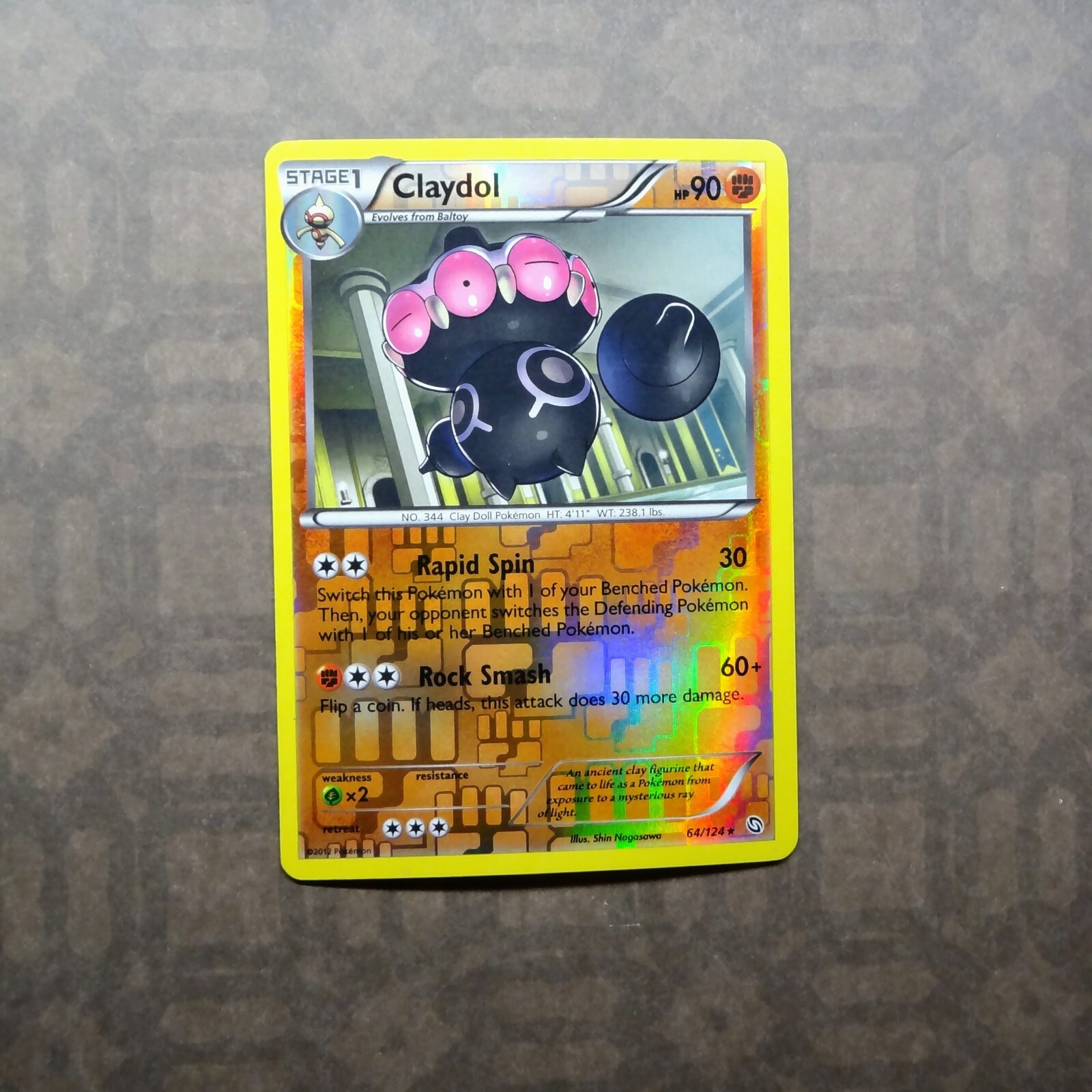 Pokemon TCG Claydol 64/124 Dragons Exalted DRX Black White Reverse Holo Rare LP