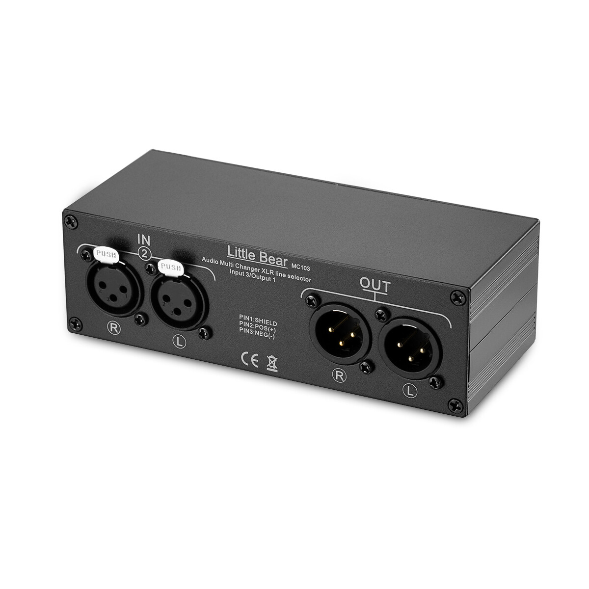 WisWinDa 3-IN-1-OUT XLR Audio Switch – Passiver Stereo-Schalter, Aluminiumgehäuse, Keine Klangverluste, Für Profi- & HiFi-Anlagen
