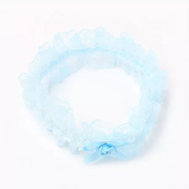 NEW Blue elasticated lace blue ribbon bow garter wedding bride hen party UK