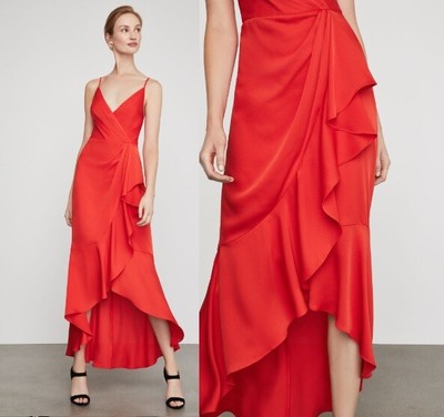 bcbg red ruffle dress