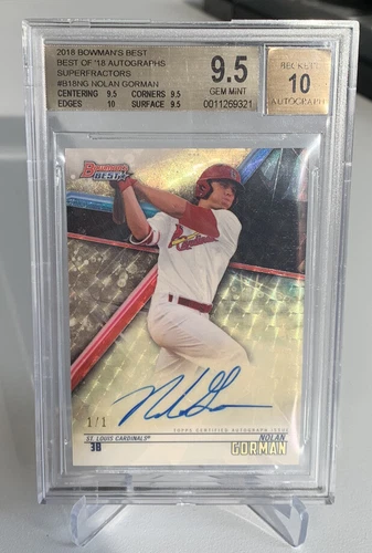 2018 Bowman's Best NOLAN GORMAN Superfractor 1/1 Autograph | BGS 9.5 | Auto 10