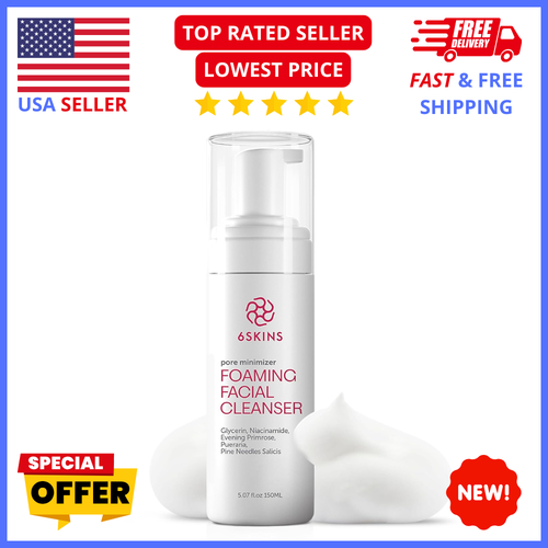 Pore Minimizer Face Wash: 6SKINS® Foaming Cleanser with Niacinamide