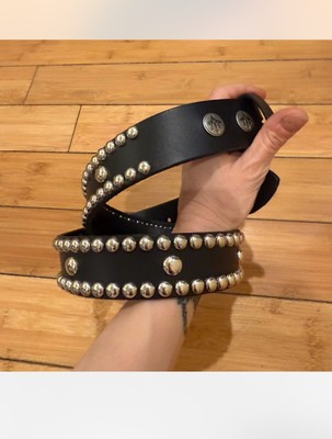 Unisex Byron leather custom 1/1 black studded AU sz 30 US size 33 belt imported