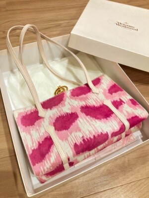 Vivienne Westwood Harako Pink Leopard Pattern Hand Bag Leather 9.8