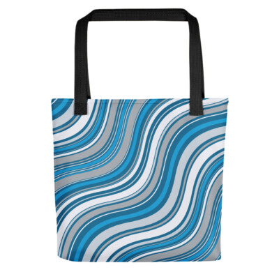 Blue and Gray Retro Swirl Design Modern Small Tote bag