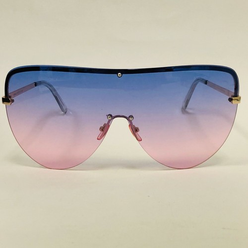 Oversize XL Huge Big Rimless Shield Black Brown Pink Blue Metal Frame Sunglasses - Afbeelding 31 van 35