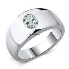 Natural Aquamarine Gemstone with 925 Sterling Silver Ring for Men's 200