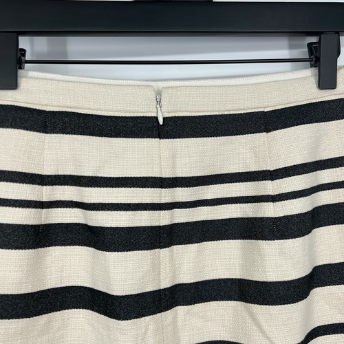 J.Crew Skirt Womens Size 0 Beige Blue Double Striped Pencil Lined - Picture 6 of 9